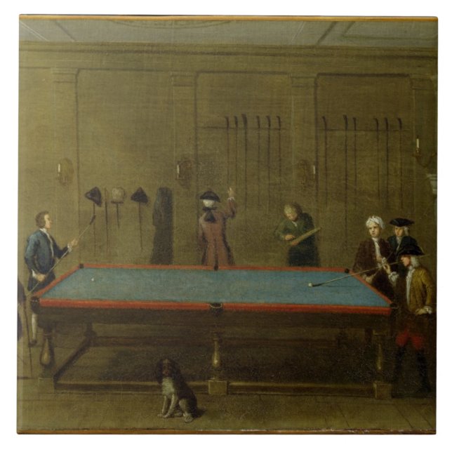 The Billiard Room (oil on canvas) Tile (Front)
