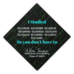 The Binary Computer Science Major Hacker Network Graduation Cap Topper