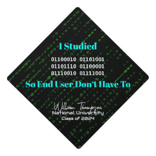 The Binary Computer Science Major Hacker Network Graduation Cap Topper