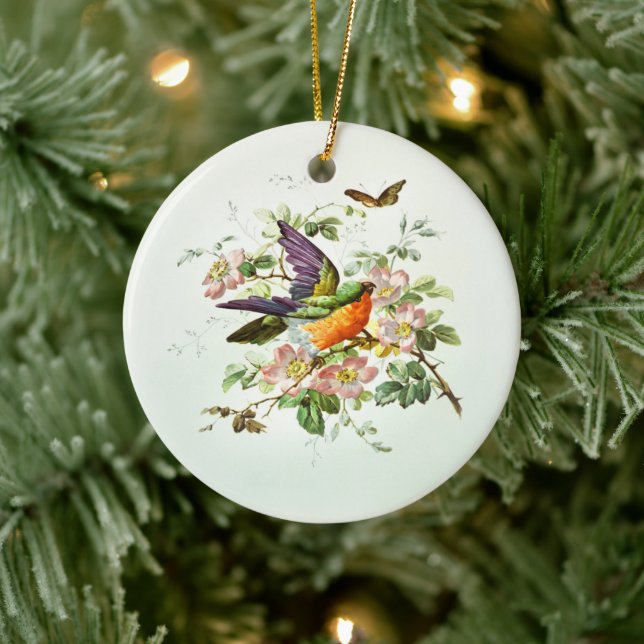 The bird and the butterfly, Christmas Ceramic Ornament (Tree)