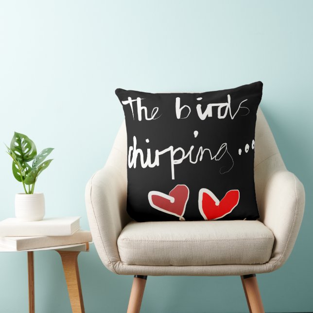 The Bird’s Chirping - Black White Red Throw Pillow (Chair)