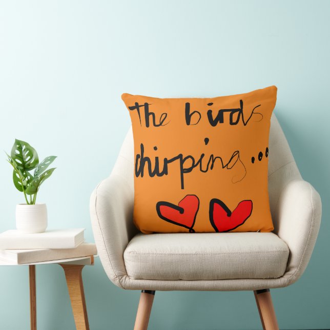 The Bird’s Chirping - Orange Black Red Throw Pillow (Chair)