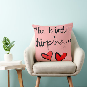 The Bird’s Chirping - Pink Black Red Throw Pillow