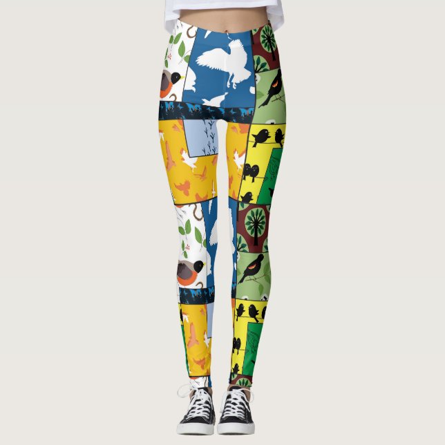 The Birds Alfred Hitchcock Themed Patchwork Tights (Front)