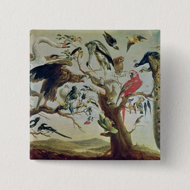 The Bird's Concert 2 Inch Square Button (Front)