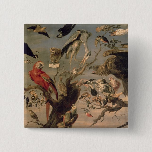 The Bird's Concert 2 Inch Square Button (Front)