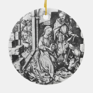The Birth of Jesus (by Martin Schongauer) Ceramic Ornament