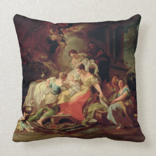 The Birth of Mary, c.1753 (oil on canvas) Throw Pillow