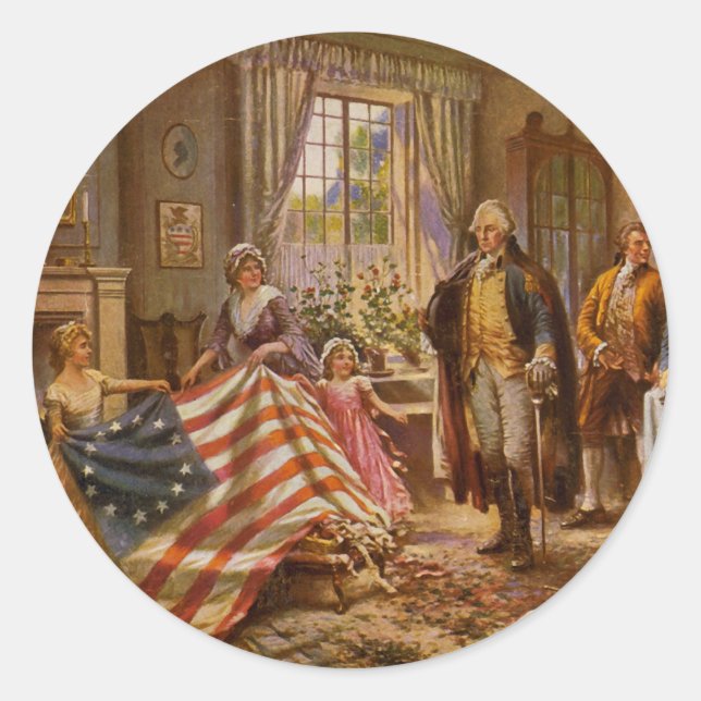 The Birth of Old Glory by Percy Moran Classic Round Sticker (Front)