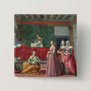 The Birth of St. John the Baptist (fresco) (see al 2 Inch Square Button