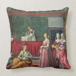 The Birth of St. John the Baptist (fresco) (see al Throw Pillow