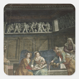 The Birth of the Virgin, 1485-90 Square Sticker