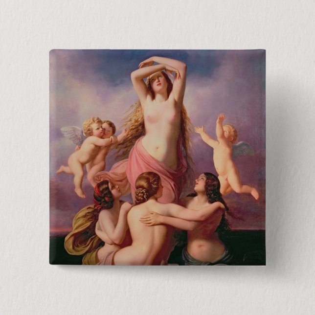 The Birth of Venus, 1846 2 Inch Square Button (Front)