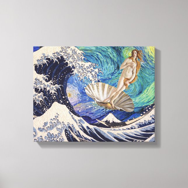 The Birth of Venus at The Great Wave Canvas Print (Front)