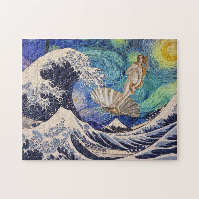 The Birth of Venus at The Great Wave Jigsaw Puzzle (Horizontal)