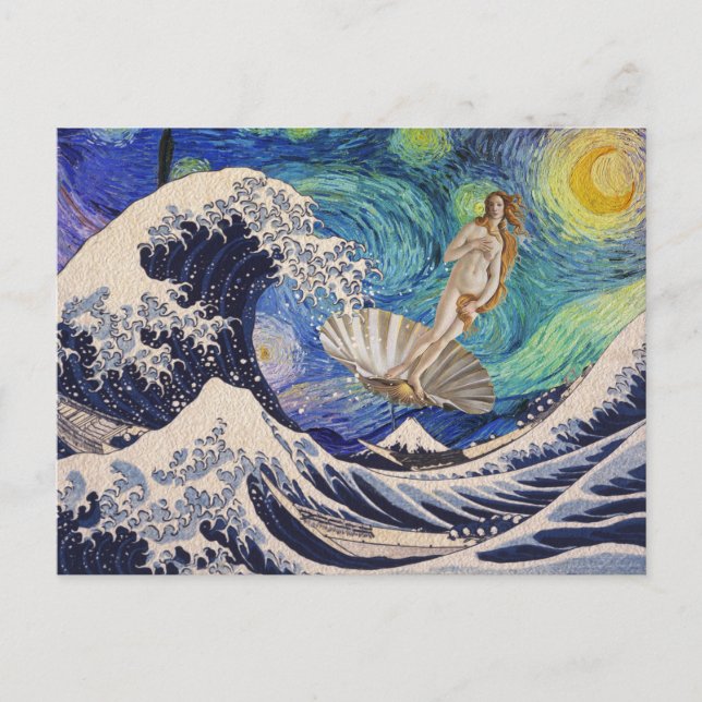 The Birth of Venus at The Great Wave Postcard (Front)
