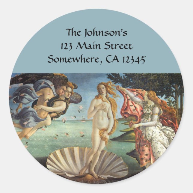 The Birth of Venus by Sandro Botticelli Classic Round Sticker (Front)