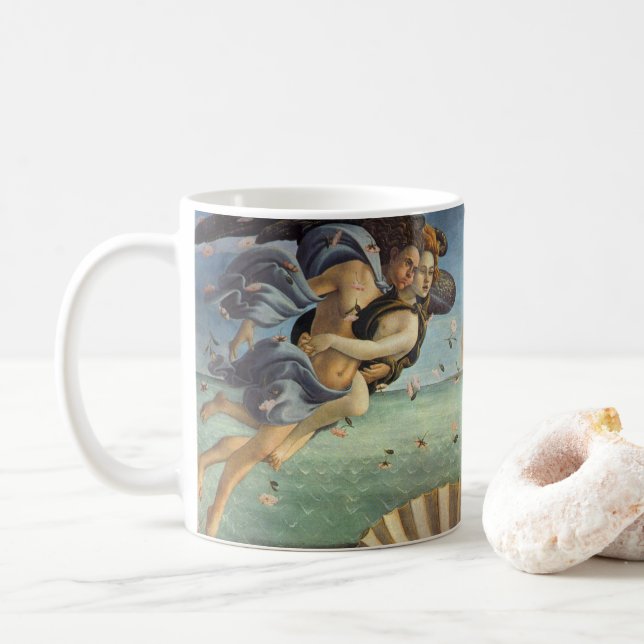 The Birth of Venus by Sandro Botticelli Coffee Mug (With Donut)