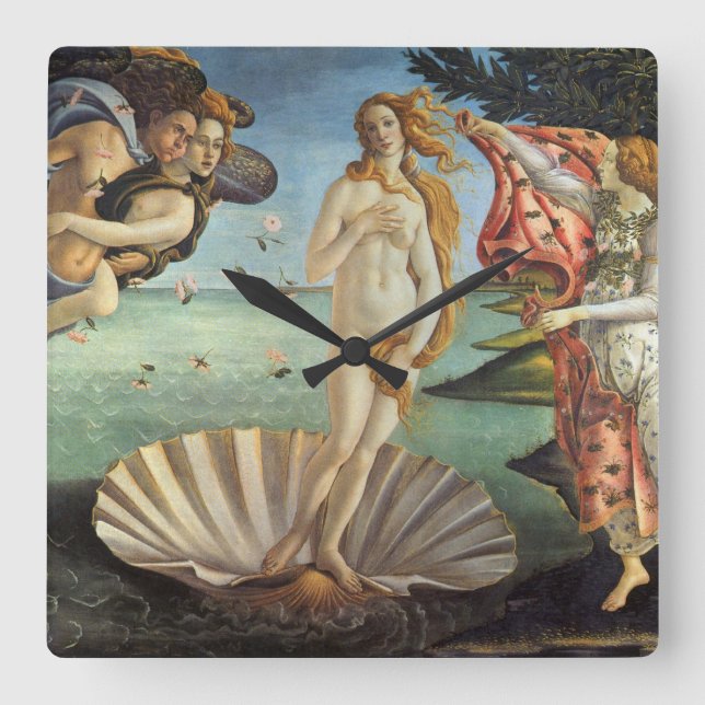 The Birth of Venus by Sandro Botticelli Square Wall Clock (Front)