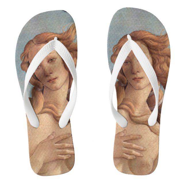 The Birth of Venus (detail) by Sandro Botticelli Flip Flops (Footbed)