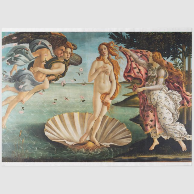 The Birth of Venus, Sandro Botticelli, 1485 Tissue Paper (Front)