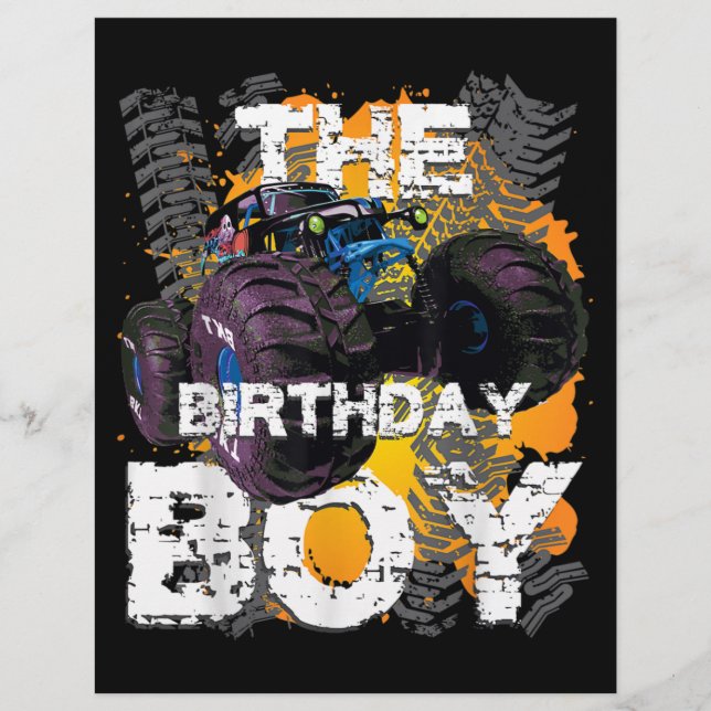 The Birthday Boy Monster Truck Matching Family Letterhead (Front)