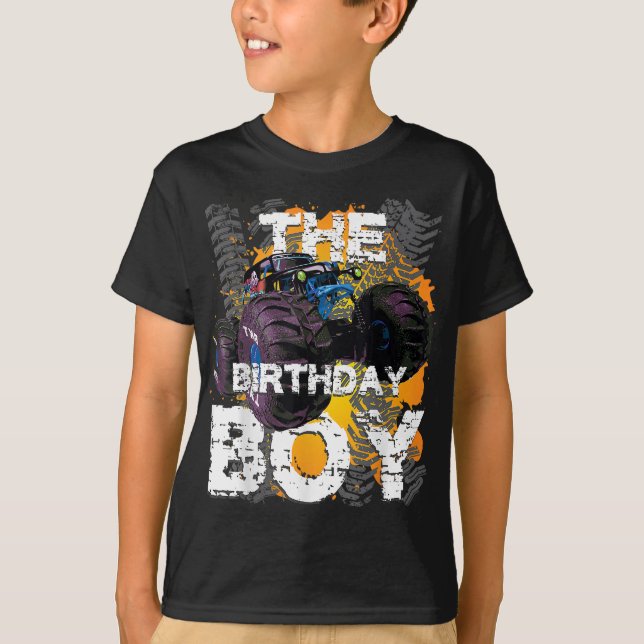 The Birthday Boy Monster Truck Matching Family Par T-Shirt (Front)