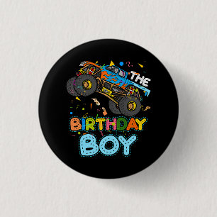 The Birthday Boy Monster Trucks Family Matching Pa 1 Inch Round Button