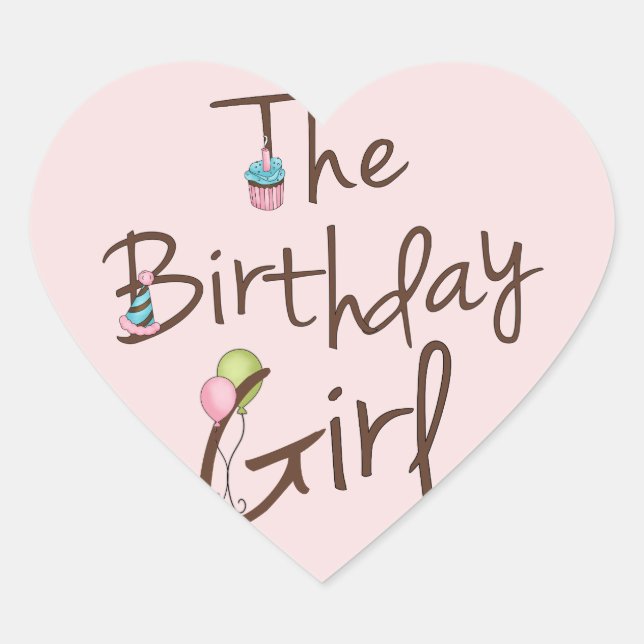 The Birthday Girl Heart Sticker (Front)
