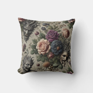 The Birthday Party – Gothic Victorian Floral Throw Pillow