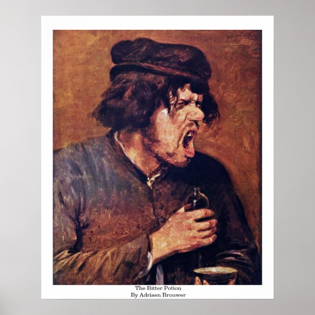The Bitter Potion By Adriaen Brouwer Poster (Front)