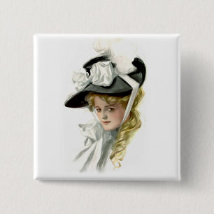 The Black Bonnet 2 Inch Square Button