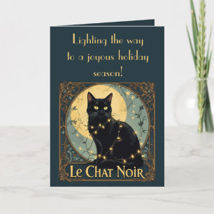 The Black Cat Fairy Lights On Festive Nights Card