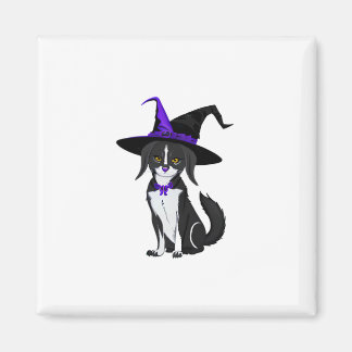 The Black Cat In Halloween Party. Sticker Magnet