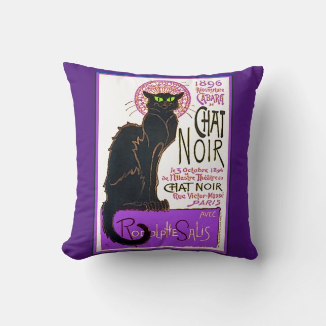 The Black Cat Throw Pillow (Front)