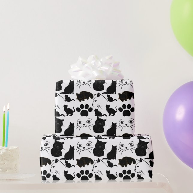 THE BLACK CATS PATTERNS WRAPPING PAPER (Party Gifts)