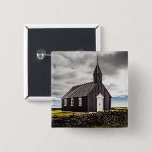 The Black Church Of Budir, Iceland 2 Inch Square Button