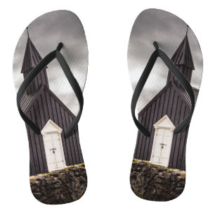The Black Church Of Budir, Iceland Flip Flops