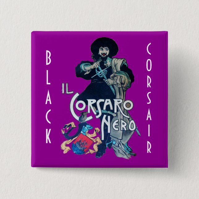 THE BLACK CORSAIR 2 INCH SQUARE BUTTON (Front)