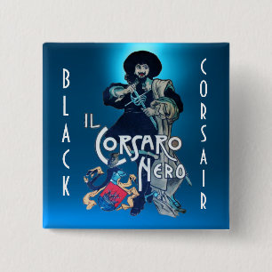 THE BLACK CORSAIR gem blue 2 Inch Square Button