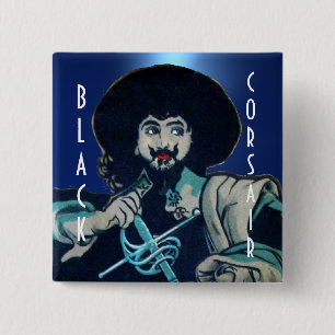 THE BLACK CORSAIR gem blue 2 Inch Square Button