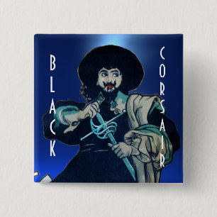 THE BLACK CORSAIR gem dark blue 2 Inch Square Button