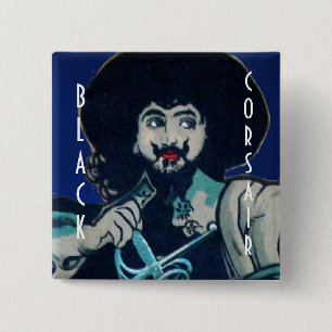 THE BLACK CORSAIR gem dark blue 2 Inch Square Button
