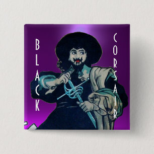 THE BLACK CORSAIR gem purple 2 Inch Square Button