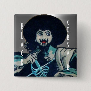 THE BLACK CORSAIR gem white 2 Inch Square Button