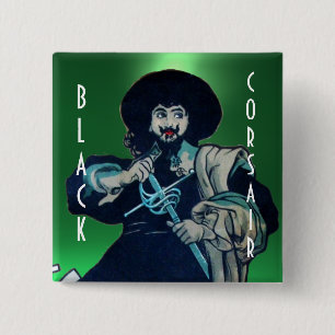 THE BLACK CORSAIR gem yellow 2 Inch Square Button