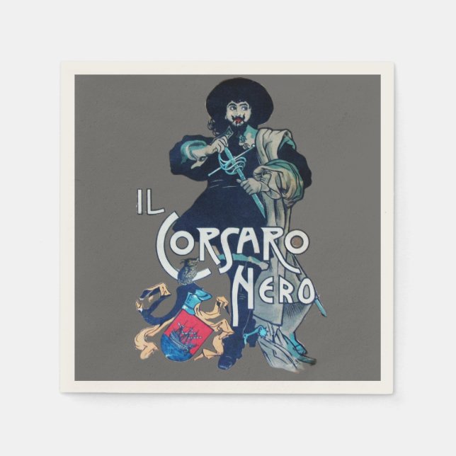 THE BLACK CORSAIR grey Napkin (Front)