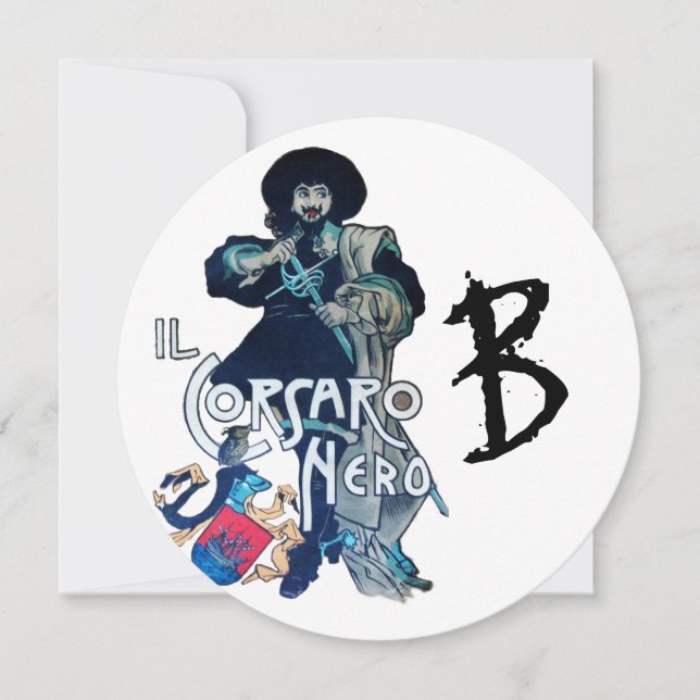 THE BLACK CORSAIR MONOGRAM White Champagne Round Announcement (Front)