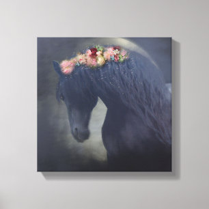The Black Friesian - Wrapped Canvas