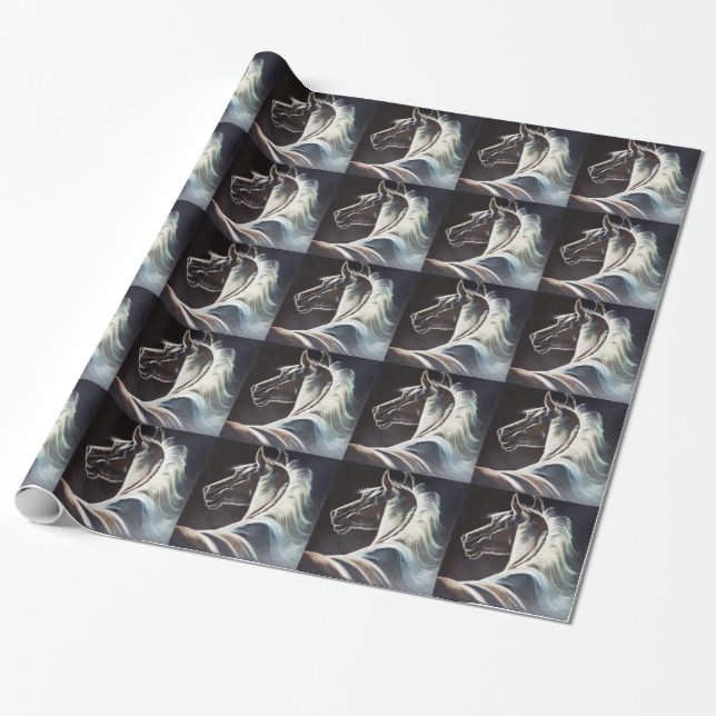 The Black Horse Wrapping Paper (Unrolled)
